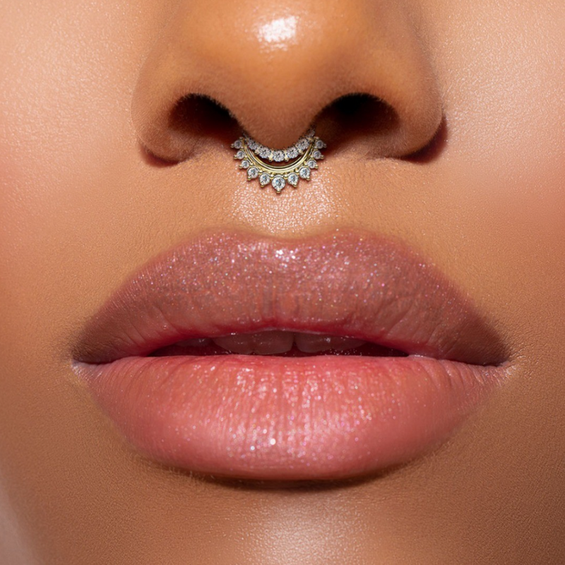 Nose piercing closeup