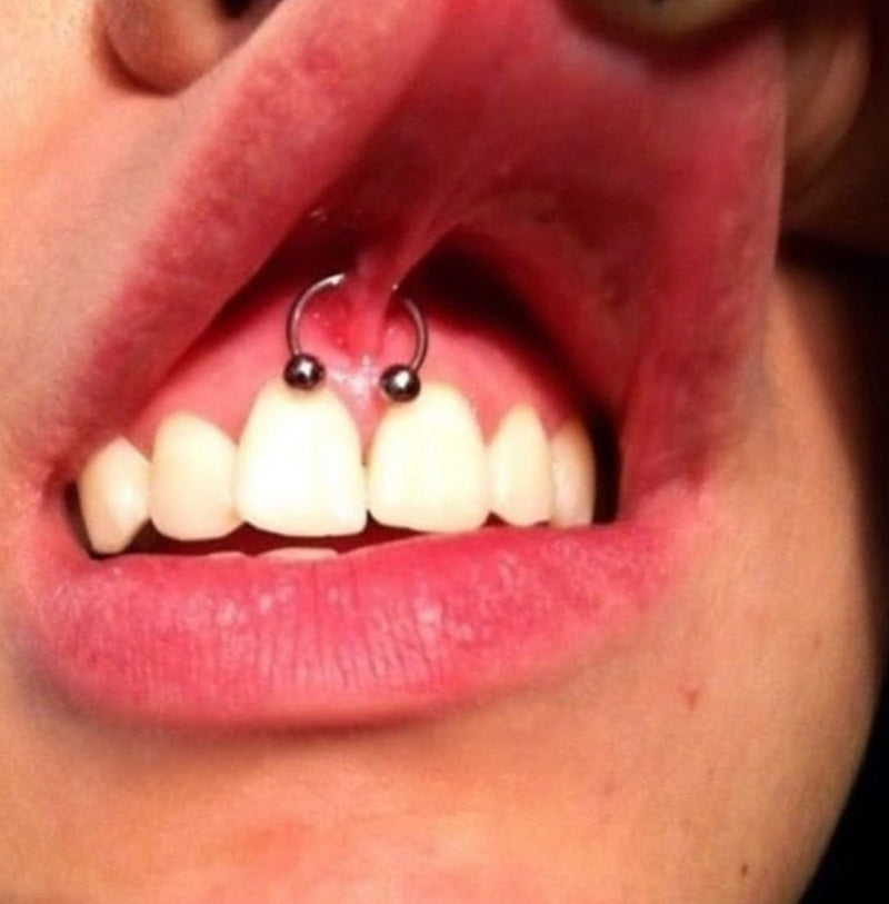 Ear piercing closeup